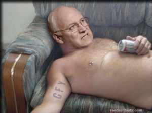 Cheney treating his disease with beer.